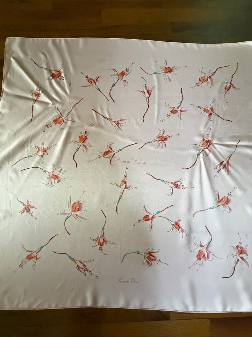 Hermes Fleurs De Fuchsia Silk Scarf.
